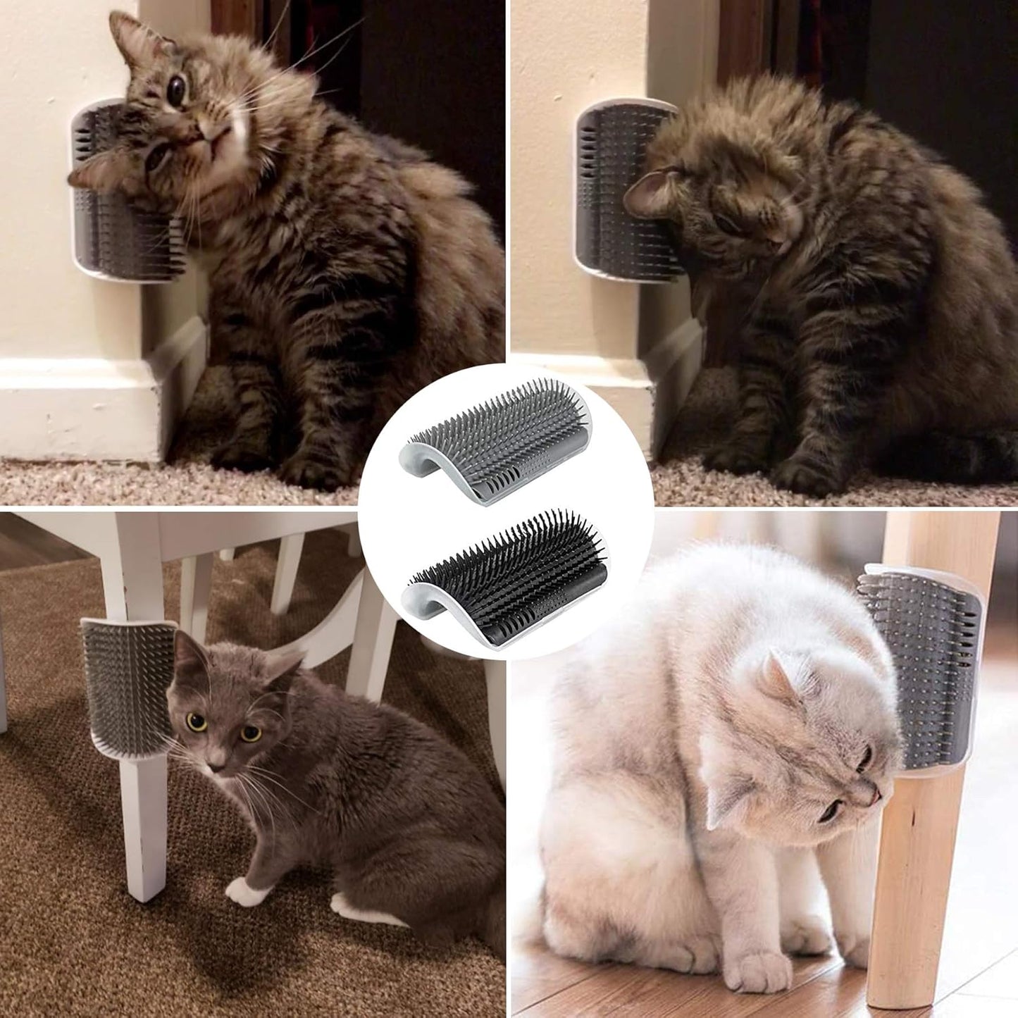 Dbuy 3 Pack Cat Grooming Set - Self Groomer Massage Combs with Catnip, Mitts Brush Gloves for Short and Long Fur, Hair Remover Tool